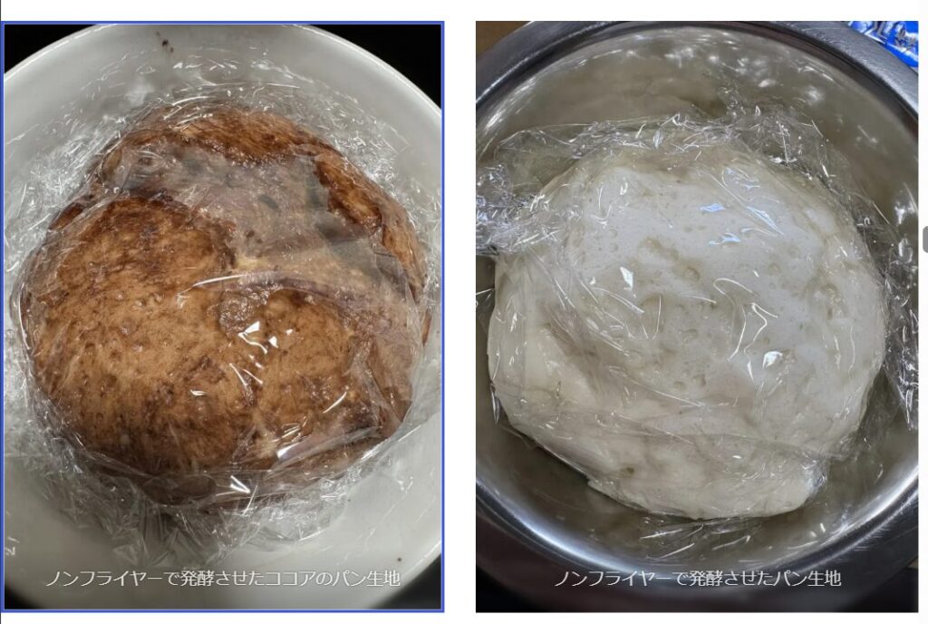 コソリのノンフライヤーで発酵させたパン生地(一次発酵)
